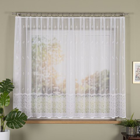 Firanka żakardowa ze wzorem pasowym, wysokość 160cm, kolor 001 biały 044288/000/001/000160/1