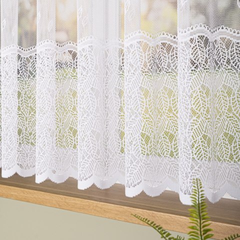 Firanka żakardowa ze wzorem pasowym, wysokość 160cm, kolor 001 biały 044288/000/001/000160/1