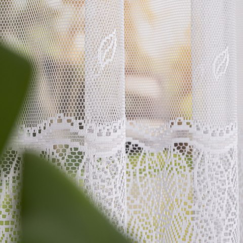 Firanka żakardowa ze wzorem pasowym, wysokość 160cm, kolor 001 biały 044288/000/001/000160/1