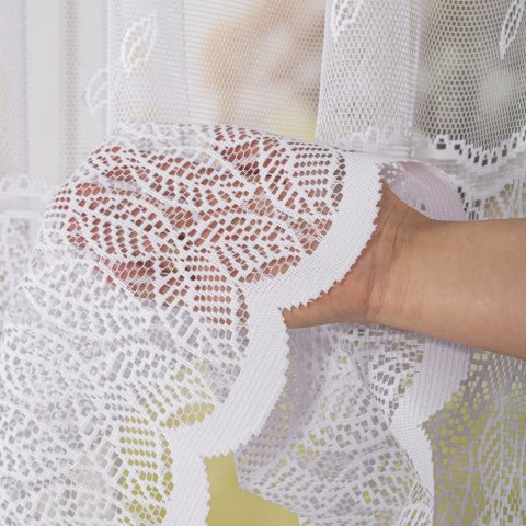 Firanka żakardowa ze wzorem pasowym, wysokość 160cm, kolor 001 biały 044288/000/001/000160/1