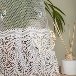 Firanka żakardowa ze wzorem pasowym, wysokość 180cm, kolor 001 biały 044288/000/001/000180/1