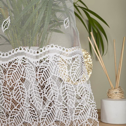 Firanka żakardowa ze wzorem pasowym, wysokość 180cm, kolor 001 biały 044288/000/001/000180/1