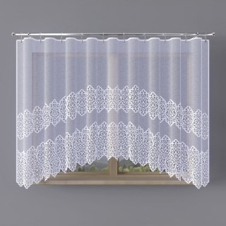 MIROSŁAWA Firanka żakardowa odpasowana ze wzorem pasowym, szerokość 300 x wysokość 160cm, kolor 001 biały N356A 019471/FOL/001/0