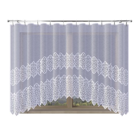 MIROSŁAWA Firanka żakardowa odpasowana ze wzorem pasowym, szerokość 300 x wysokość 160cm, kolor 001 biały N356A 019471/FOL/001/0