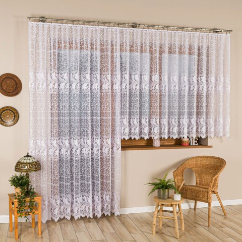 TEOFILA Firanka żakardowa odpasowana na prosto, szerokość 200 x wysokość 250cm, kolor 001 biały 049348/FOP/001/000250/1