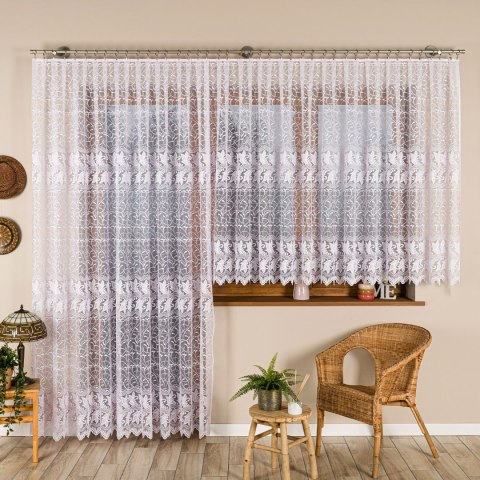 TEOFILA Firanka żakardowa odpasowana na prosto, szerokość 280 x wysokość 250cm, kolor 001 biały 049348/FOP/001/000251/1