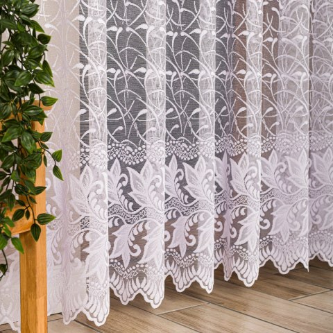 TEOFILA Firanka żakardowa odpasowana na prosto, szerokość 280 x wysokość 250cm, kolor 001 biały 049348/FOP/001/000251/1