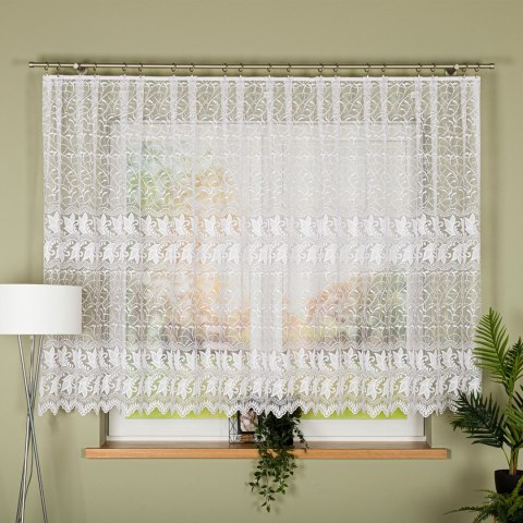 TEOFILA Firanka żakardowa odpasowana na prosto, szerokość 400 x wysokość 150cm, kolor 001 biały 049348/FOP/001/000152/1