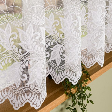 TEOFILA Firanka żakardowa odpasowana na prosto, szerokość 400 x wysokość 150cm, kolor 001 biały 049348/FOP/001/000152/1