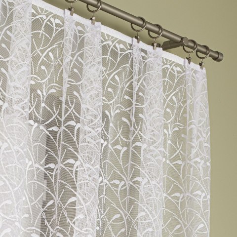 TEOFILA Firanka żakardowa odpasowana na prosto, szerokość 400 x wysokość 150cm, kolor 001 biały 049348/FOP/001/000152/1