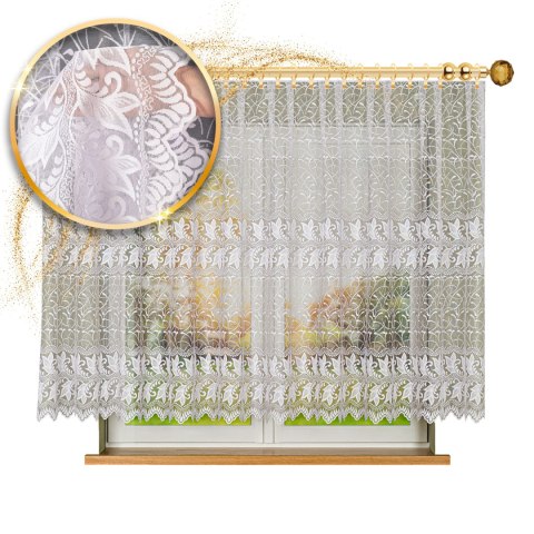 TEOFILA Firanka żakardowa odpasowana na prosto, szerokość 400 x wysokość 150cm, kolor 001 biały 049348/FOP/001/000152/1