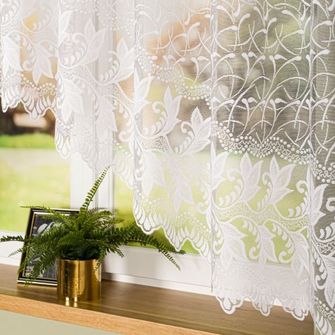TEOFILA Firanka żakardowa odpasowana, szerokość 400 x wysokość 160cm, kolor 001 biały 049348/FOL/001/000162/1