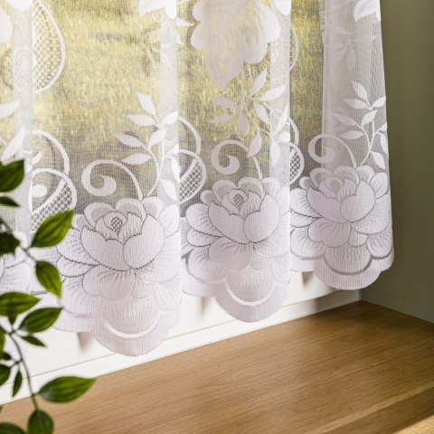 Zazdrostka żakardowa ze wzorem po całości, wysokość 60cm, kolor 001 biały 023006/000/001/000060/1