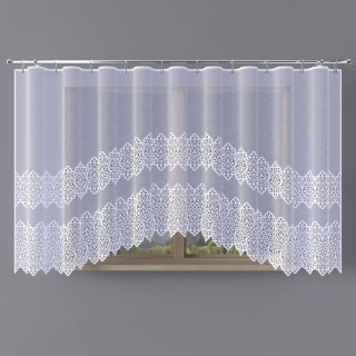 MIROSŁAWA Firanka żakardowa odpasowana ze wzorem pasowym, szerokość 400 x wysokość 160cm, kolor 001 biały N356A 019471/FOL/001/0