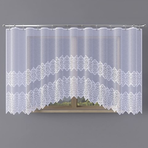 MIROSŁAWA Firanka żakardowa odpasowana ze wzorem pasowym, szerokość 400 x wysokość 160cm, kolor 001 biały N356A 019471/FOL/001/0