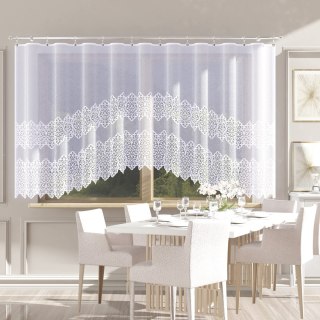 MIROSŁAWA Firanka żakardowa odpasowana ze wzorem pasowym, szerokość 400 x wysokość 160cm, kolor 001 biały N356A 019471/FOL/001/0