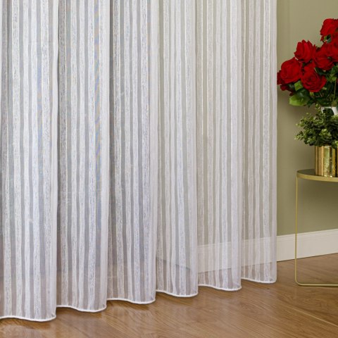 Firanka fantazyjna z ołowianką, wysokość 300cm, kolor 002 biały ze złotą nitką 001777/OLO/002/000300/1