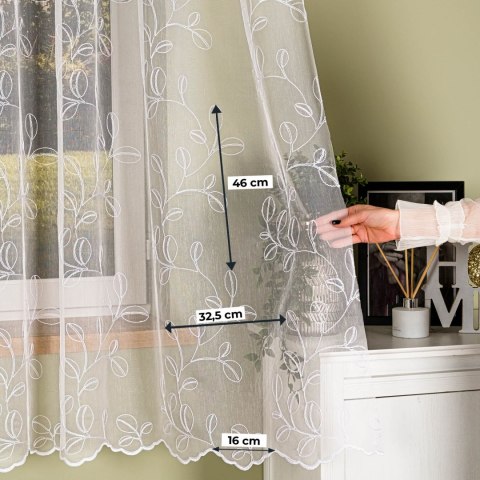 Firanka haftowana po całości, wysokość 180cm, kolor 001 biały 948664/020/001/000180/1