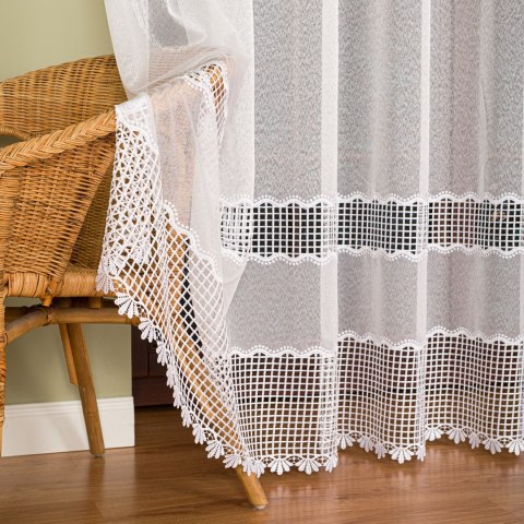 Firanka z aplikacją, dwupasowa, wysokość 290cm, kolor 010 offwhite APL002/433/010/000290/1