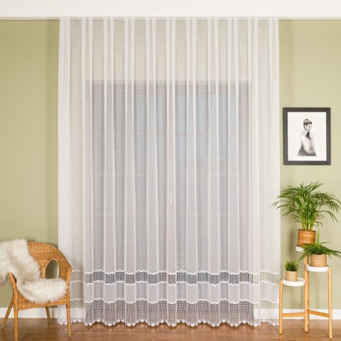 Firanka z aplikacją, dwupasowa, wysokość 290cm, kolor 010 offwhite APL002/433/010/000290/1