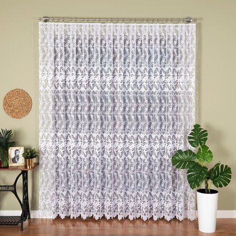 Firanka żakardowa ze wzorem po całości, wysokość 250cm, kolor 001 biały 017826/000/001/000250/1