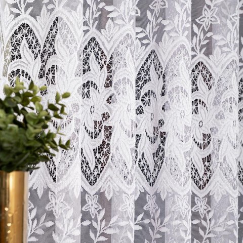 Firanka żakardowa ze wzorem po całości, wysokość 250cm, kolor 001 biały 017826/000/001/000250/1