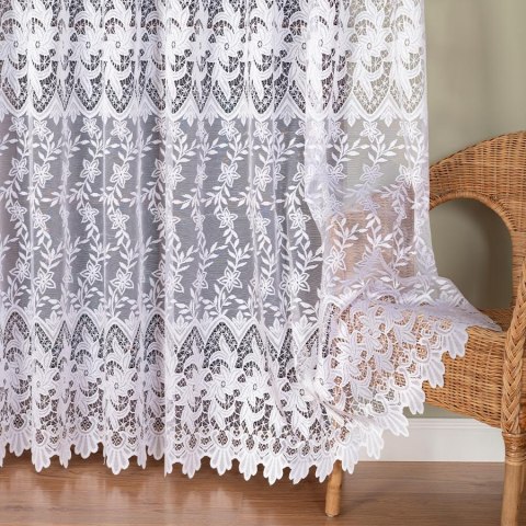 Firanka żakardowa ze wzorem po całości, wysokość 250cm, kolor 001 biały 017826/000/001/000250/1