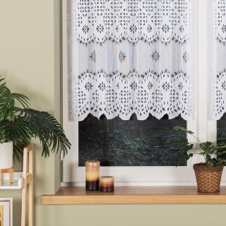 Zazdrostka żakardowa ze wzorem pasowym, wysokość 60cm, kolor 001 biały 018999/000/001/000060/1