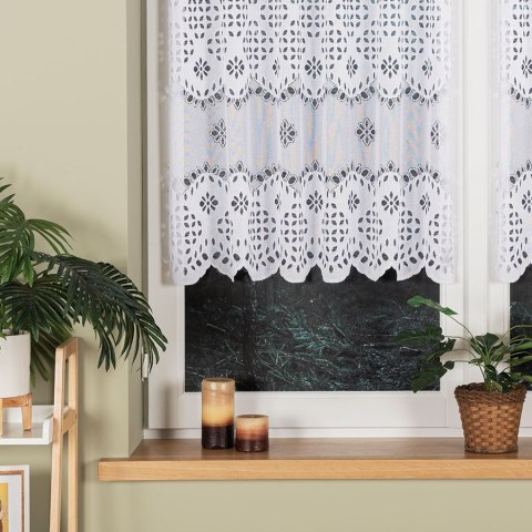 Zazdrostka żakardowa ze wzorem pasowym, wysokość 60cm, kolor 001 biały 018999/000/001/000060/1