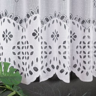 Zazdrostka żakardowa ze wzorem pasowym, wysokość 60cm, kolor 001 biały 018999/000/001/000060/1