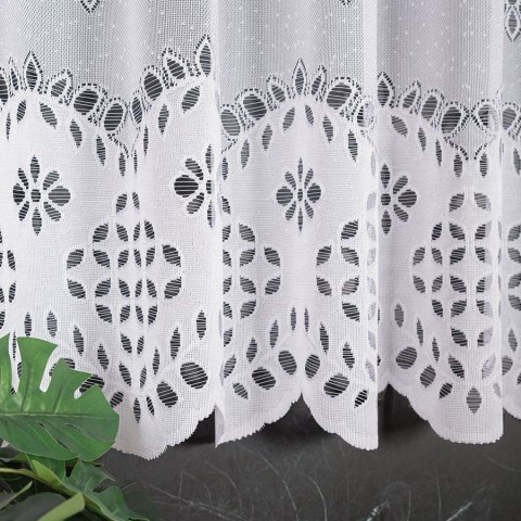 Zazdrostka żakardowa ze wzorem pasowym, wysokość 60cm, kolor 001 biały 018999/000/001/000060/1
