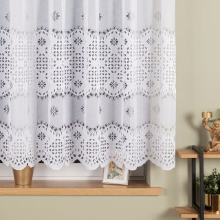 Firanka żakardowa ze wzorem pasowym, wysokość 140cm, kolor 001 biały 018999/000/001/000140/1