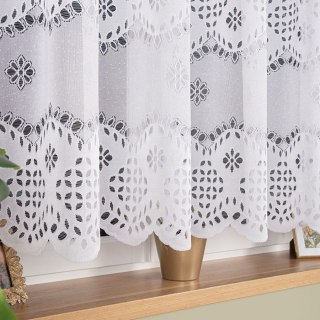 Firanka żakardowa ze wzorem pasowym, wysokość 140cm, kolor 001 biały 018999/000/001/000140/1