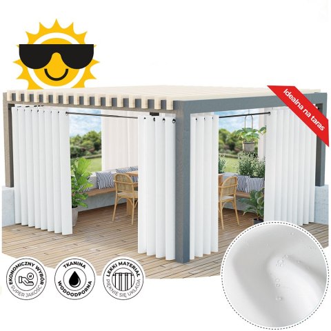 GARDENIA Zasłona gotowa na przelotkach, szerokość 140cm x wysokość 250cm, kolor 050 biały TD0025/ZGP/050/140250/1