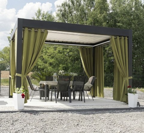 GARDENIA Zasłona gotowa na przelotkach, szerokość 140cm x wysokość 180cm, kolor 364 ciemny szarozielony TD0025/ZGP/364/140180/1