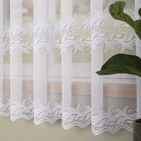 Firanka z aplikacją, wysokość 175cm, kolor 001 biały 113084/433/001/000175/1