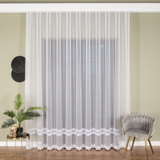 Firanka z aplikacją, wysokość 280cm, kolor 001 biały 113084/433/001/000280/1