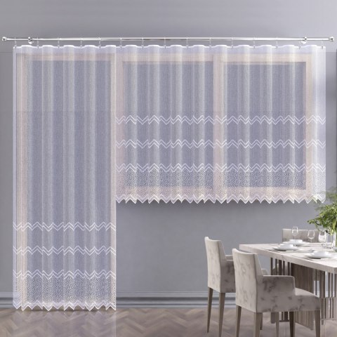 Firanka żakardowa ze wzorem pasowym, wysokość 150cm, kolor 001 biały 044343/000/001/000150/1