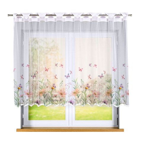 ŁĄKA Z MOTYLAMI Firanka żakardowa odpasowana na prosto 023456, szerokość 240 x wysokość 140cm, kolor 009 wielokolorowy (do wycze