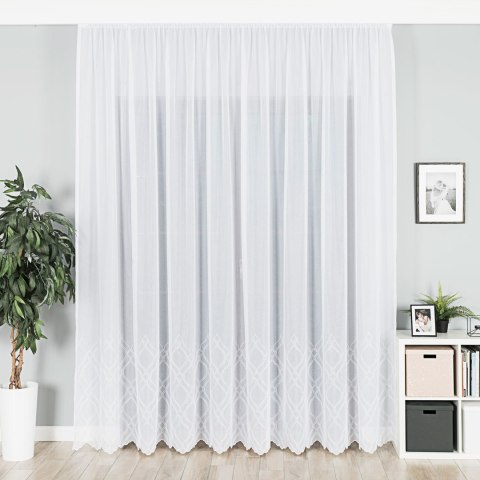 Firanka haftowana ze wzorem na samym dole, wysokość 280cm, kolor 001 biały 034398/955/001/000280/1
