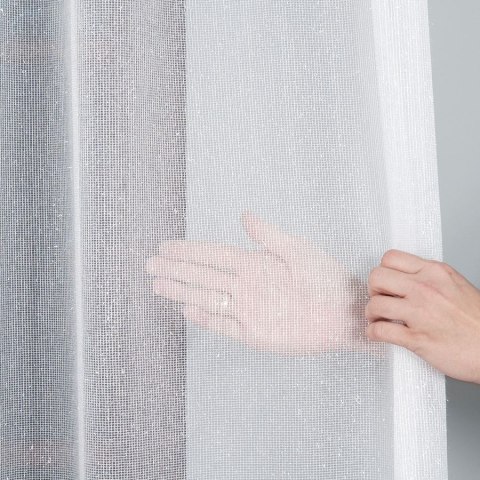 Firanka fantazyjna błyszcząca z ołowianką, wysokość 330cm, kolor 001 biały 000158/OLO/001/000330/1
