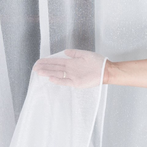 Firanka fantazyjna błyszcząca z ołowianką, wysokość 330cm, kolor 001 biały 000158/OLO/001/000330/1
