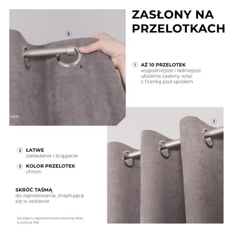 BETONI Zasłona gotowa zaciemniająca na przelotkach 140x260cm, kolor 001 szary P00015/ZGP/001/140260/1