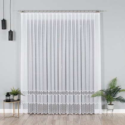 Firanka z aplikacją na markizecie 008897 wysokość 280 cm kolor biały