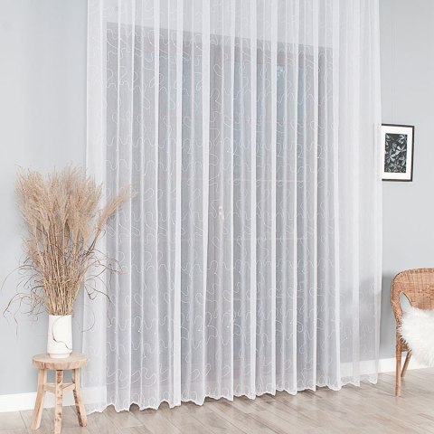 Firanka haftowana 925449 wysokość 300 cm kolor biały