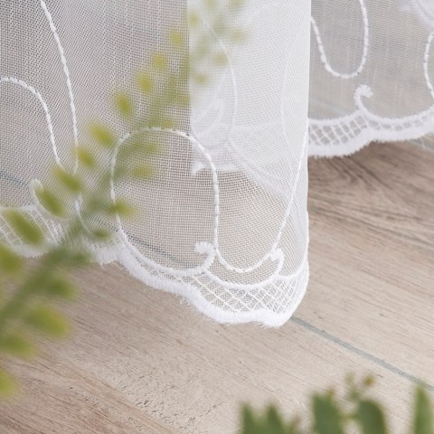Firanka haftowana 925449 wysokość 300 cm kolor biały