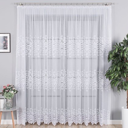 Firanka żakardowa na metry 018495 wysokość 250 cm kolor biały