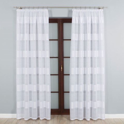 Tkanina dekoracyjna ze srebrnym wzorem pasowym po całości, szerokość 150cm, kolor 001 biały 435000/000/001/150000/1 Tkanina dekoracyjna ze srebrnym wzorem pasowym po całości, szerokość 150cm, kolor 001 biały 435000/000/001/150000/1