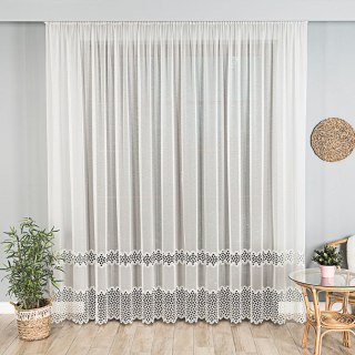 Firanka z aplikacją na markizecie 008897 wysokość 280 cm kolor kremowy