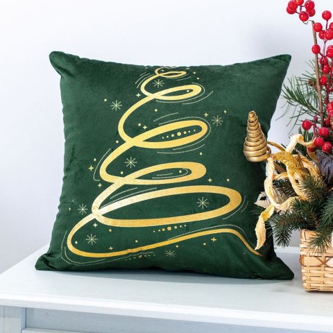 METALICZNA CHOINKA Poszewka dekoracyjna VELVET, 40x40cm, kolor 093 szmaragdowy ze złotym zdobieniem TBN003/POP/093/040040/1 METALICZNA CHOINKA Poszewka dekoracyjna VELVET, 40x40cm, kolor 093 szmaragdowy ze złotym zdobieniem TBN003/POP/093/040040/1